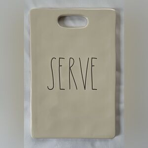 Rae Dunn SERVE Ceramic Board Ivory Charcuterie Serving Plate Large NEW Platter